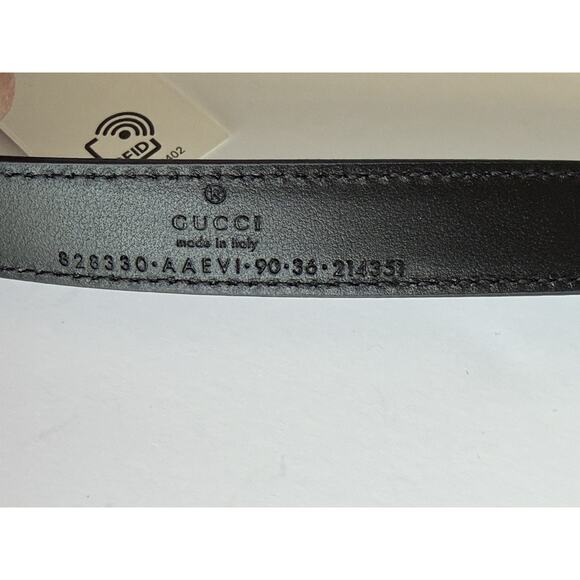 Gucci Metal Bamboo Detail Buckle Women\'s Black Leather Belt 90/36 IT 828330NWT main image 10